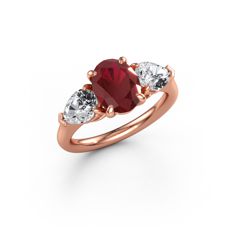 Immagine di Anello di fidanzamento Carma OVL 585 oro rosa Rubino 9x7 mm