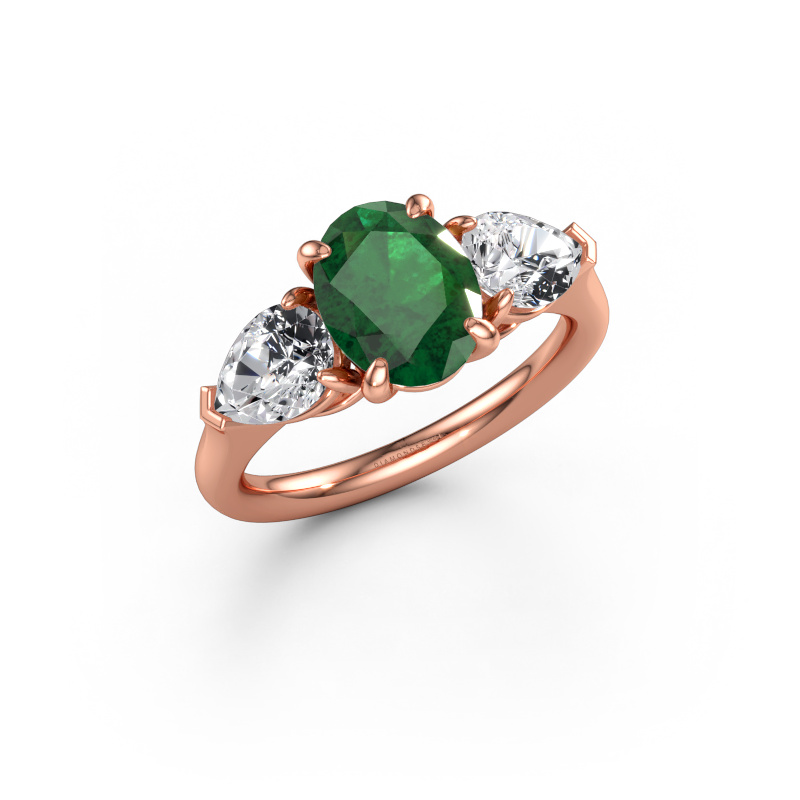 Bild av Förlovningsring Carma OVL 585 roséguld Smaragd 9x7 mm