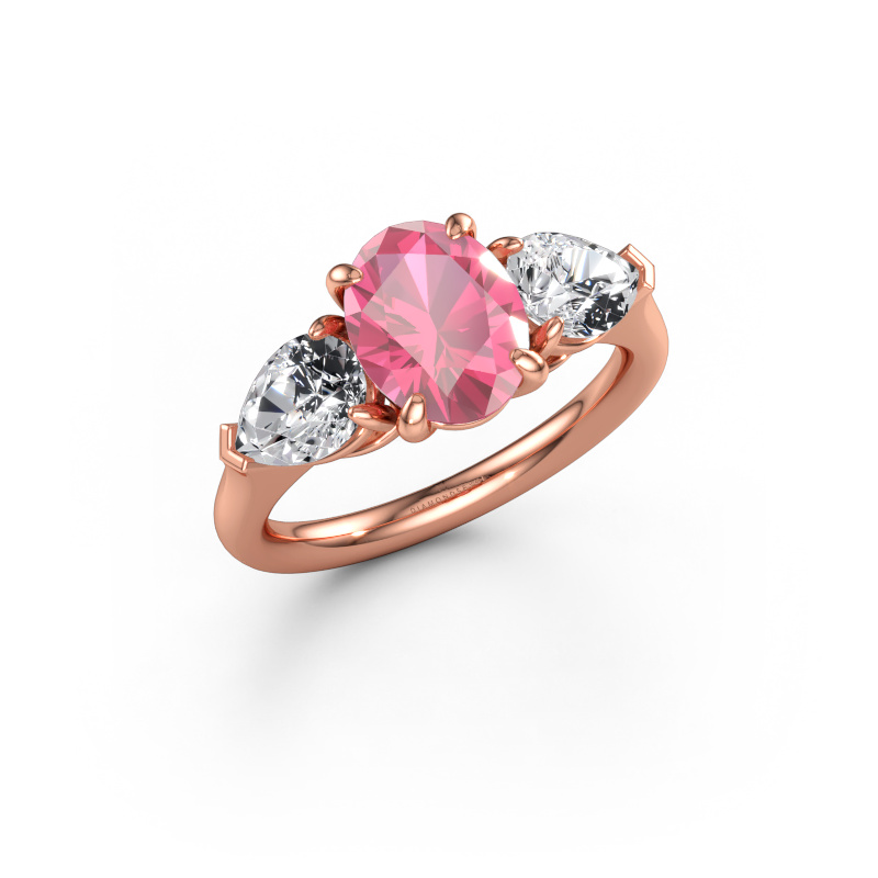 Bild av Förlovningsring Carma OVL 585 roséguld Rosa safir 9x7 mm