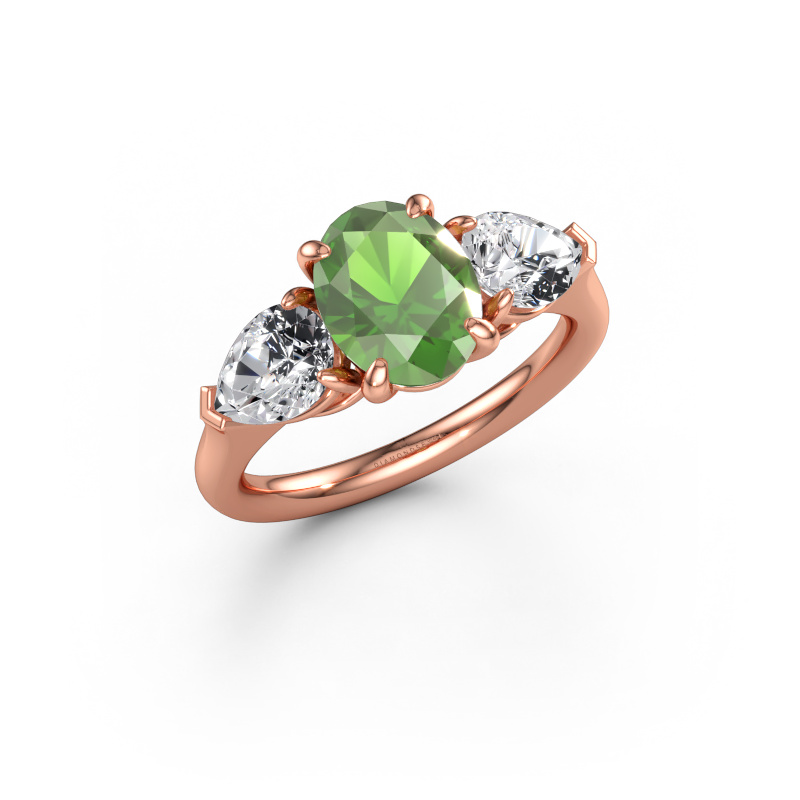Bild av Förlovningsring Carma OVL 585 roséguld Grön turmalin 9x7 mm
