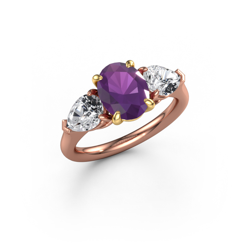 Image of Engagement ring Carma OVL 585 rose gold Amethyst 9x7 mm