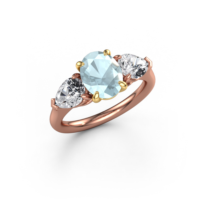 Image of Engagement ring Carma OVL 585 rose gold Aquamarine 9x7 mm