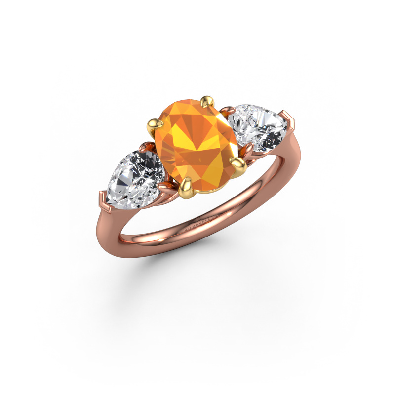 Afbeelding van Verlovingsring Carma OVL 585 rosé goud Citrien 9x7 mm