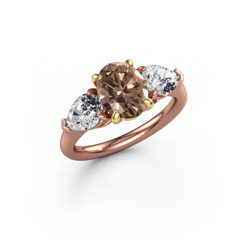 Afbeelding van Verlovingsring Carma OVL 585 rosé goud Bruine diamant 3.10 crt