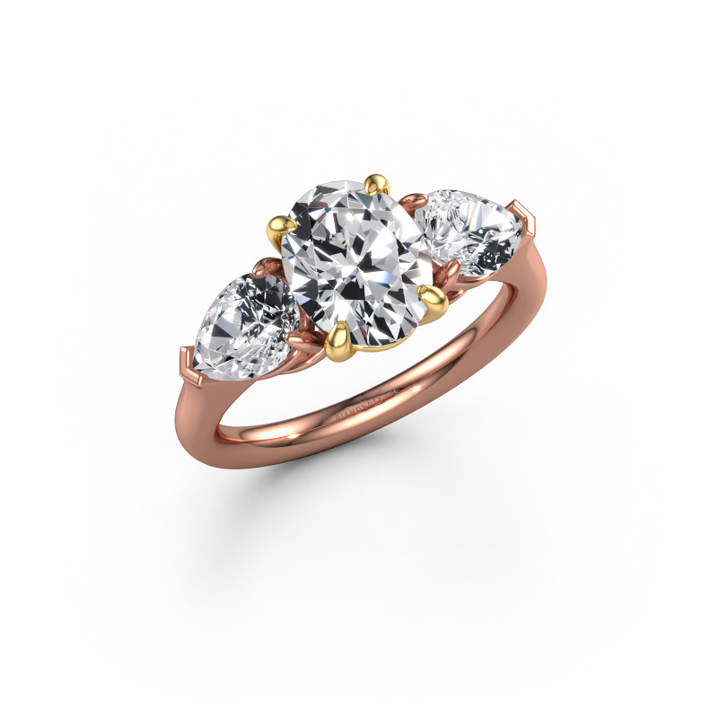 Image of Engagement ring Carma OVL 585 rose gold Lab grown diamond 3.10 crt