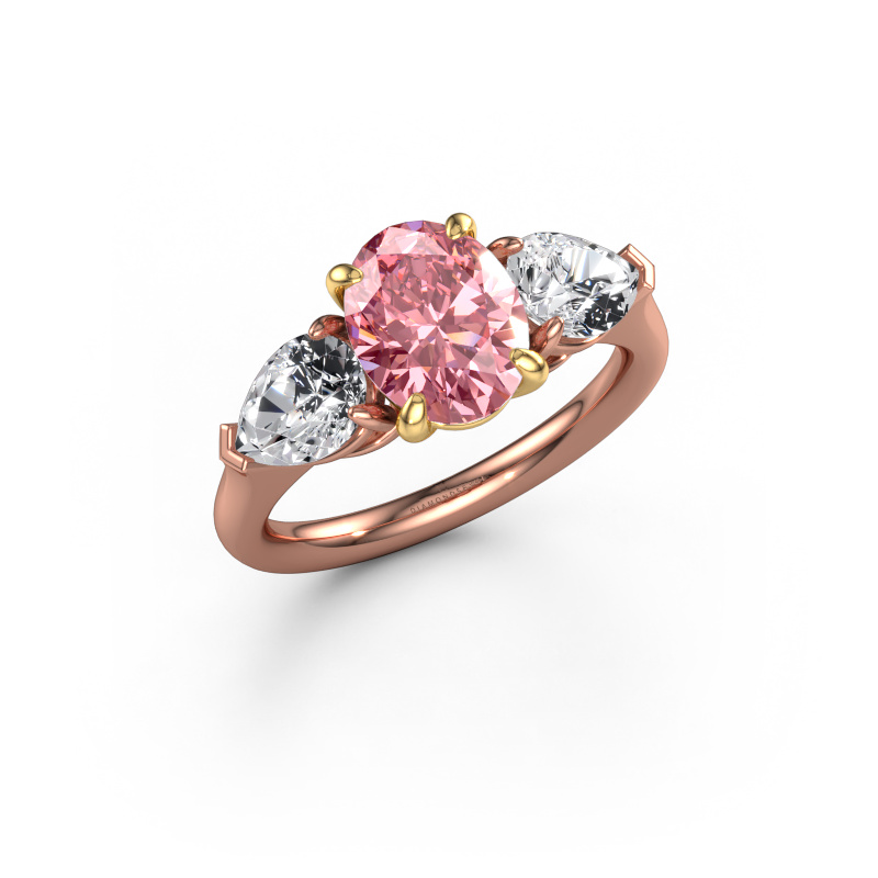 Image of Engagement ring Carma OVL 585 rose gold Pink lab grown diamond 9x7 mm