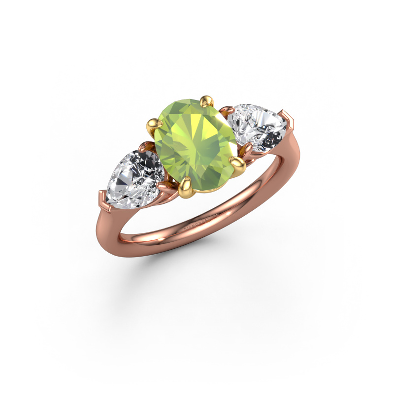Image de Bague de fiançailles Carma OVL 585 or rose Péridot 9x7 mm