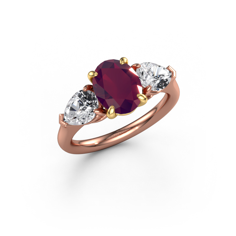 Image of Engagement ring Carma OVL 585 rose gold Rhodolite 9x7 mm