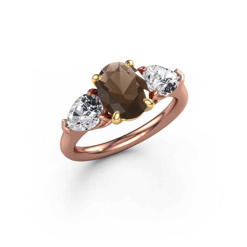 Bild von Verlobungsring Carma OVL 585 Roségold Rauchquarz 9x7 mm