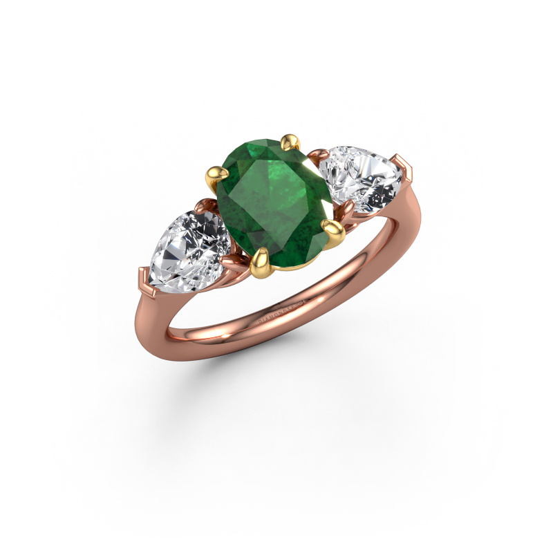 Image of Engagement ring Carma OVL 585 rose gold Emerald 9x7 mm
