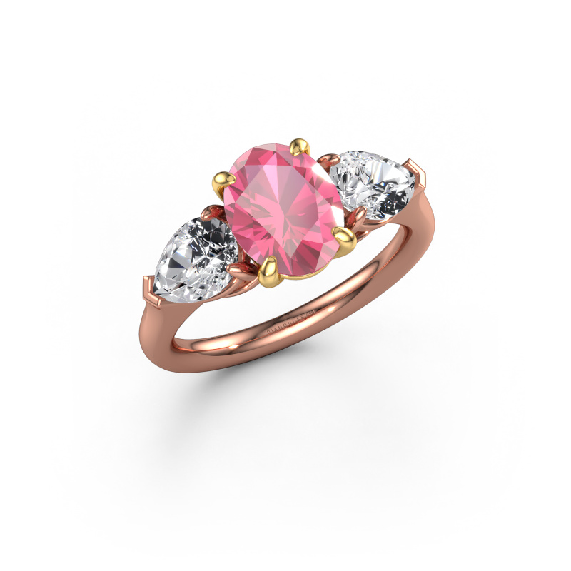 Image of Engagement ring Carma OVL 585 rose gold Pink sapphire 9x7 mm