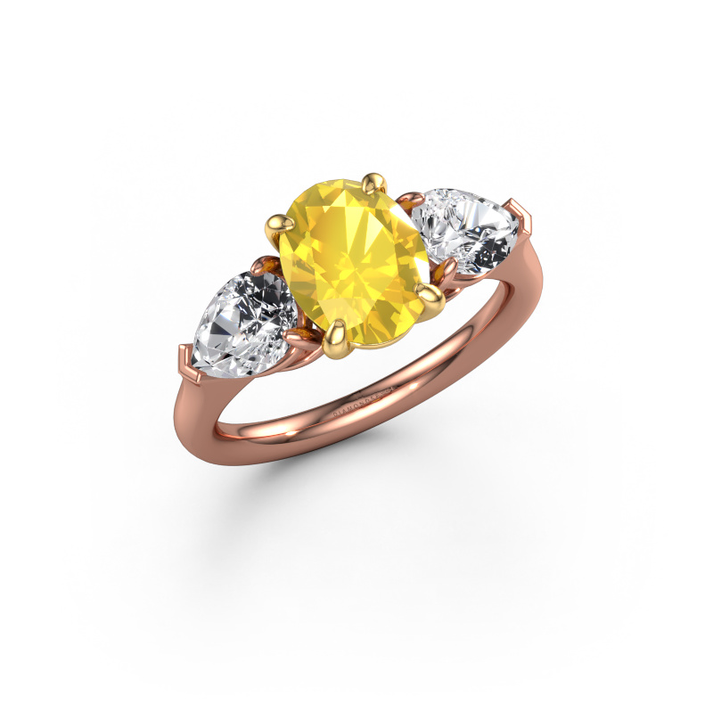 Bild von Verlobungsring Carma OVL 585 Roségold Gelb Saphir 9x7 mm