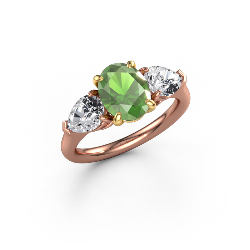 Image of Engagement ring Carma OVL 585 rose gold Tourmaline green 9x7 mm