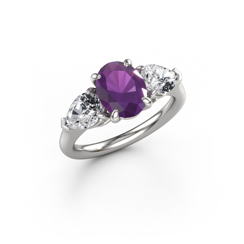 Image of Engagement ring Carma OVL 950 platinum Amethyst 9x7 mm