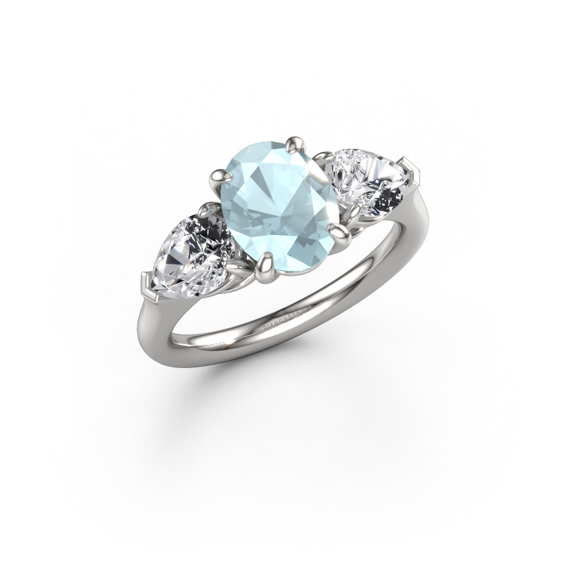 Bild von Verlobungsring Carma OVL 950 Platin Aquamarin 9x7 mm