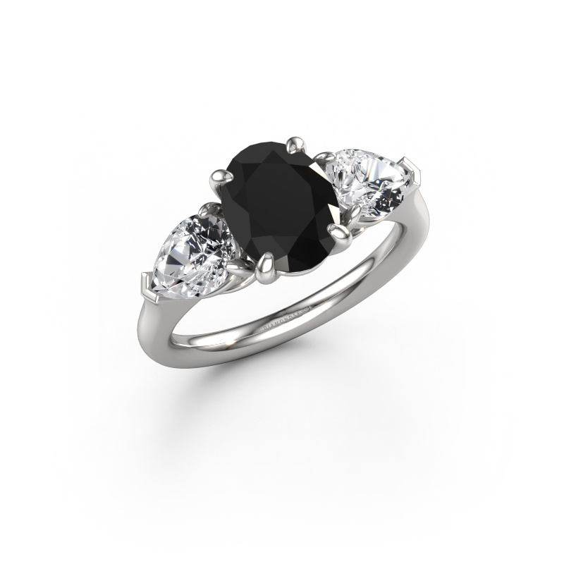 Image of Engagement ring Carma OVL 950 platinum Black diamond 3.46 crt