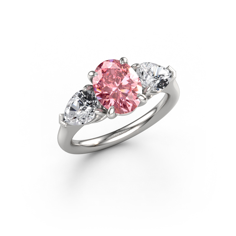 Afbeelding van Verlovingsring Carma OVL 950 Platina Roze lab grown diamant 9x7 mm
