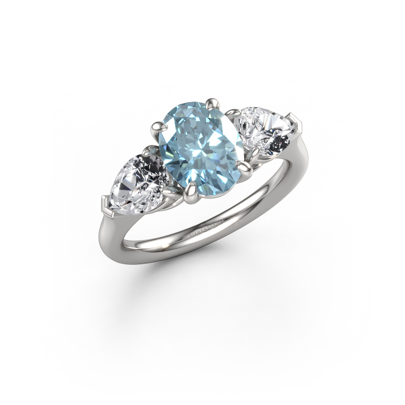 Afbeelding van Verlovingsring Carma OVL 950 platina Blauwe lab grown diamant 9x7 mm