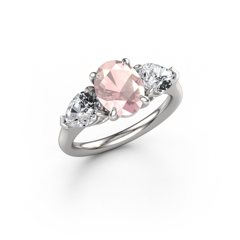 Afbeelding van Verlovingsring Carma OVL 950 platina Morganiet champagne 9x7 mm