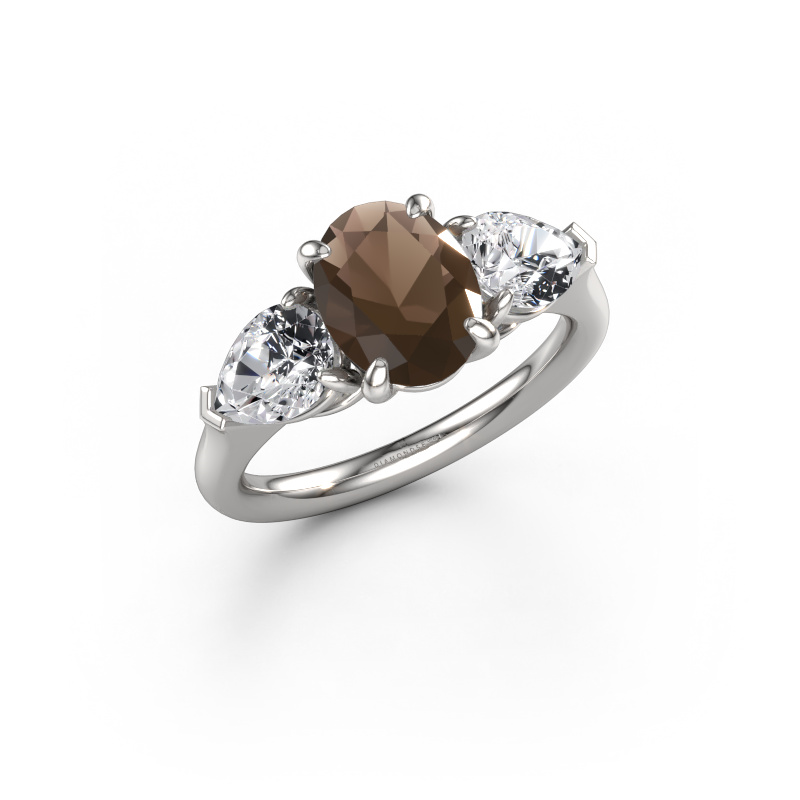 Image of Engagement ring Carma OVL 950 platinum Smokey quartz 9x7 mm