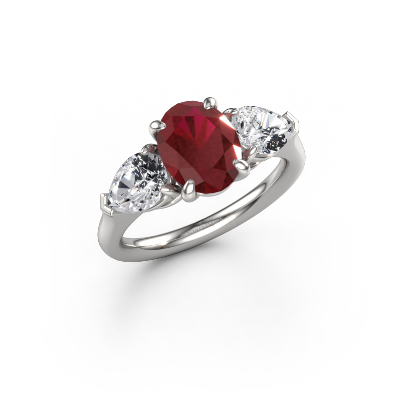 Image of Engagement ring Carma OVL 950 platinum Ruby 9x7 mm