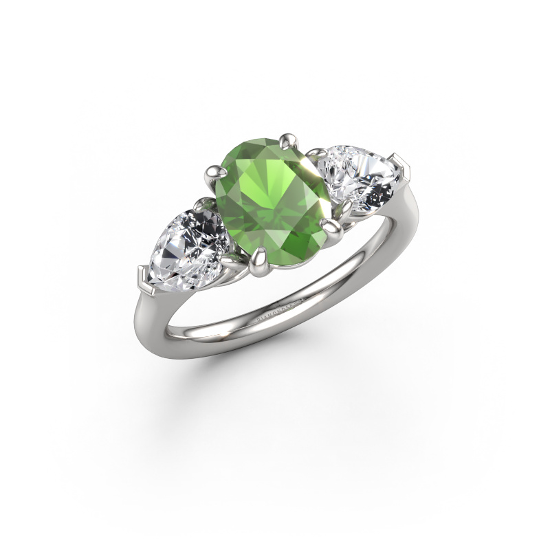 Afbeelding van Verlovingsring Carma OVL 950 Platina Toermalijn groen 9x7 mm