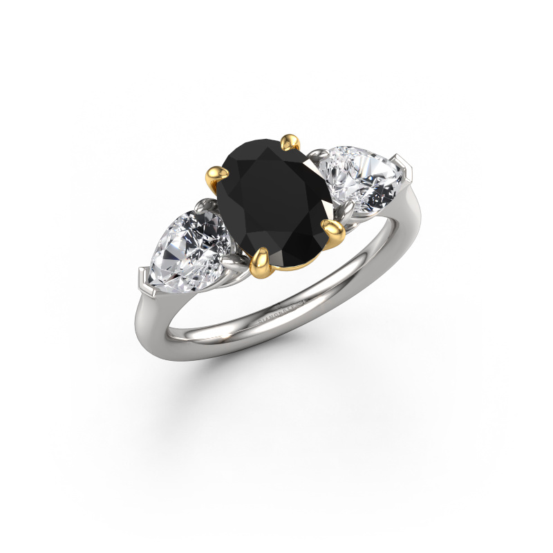Image de Bague de fiançailles Carma OVL 585 or blanc Diamant noir 3.46 crt