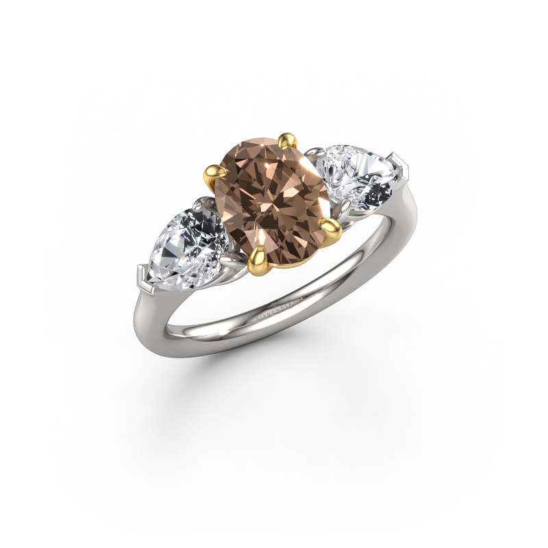 Image de Bague de fiançailles Carma OVL 585 or blanc Diamant brun 3.10 crt
