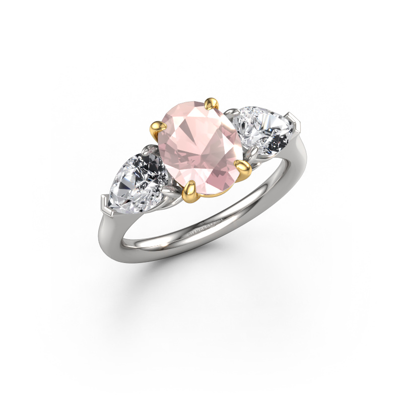 Image of Engagement ring Carma OVL 585 white gold Morganite champagne 9x7 mm