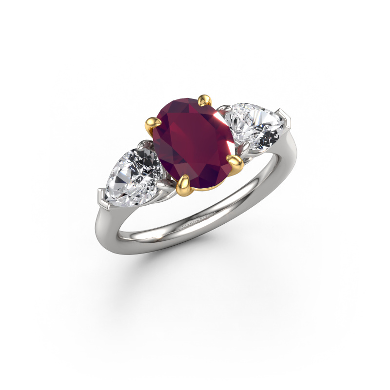 Bild von Verlobungsring Carma OVL 585 Weißgold Rhodolit 9x7 mm