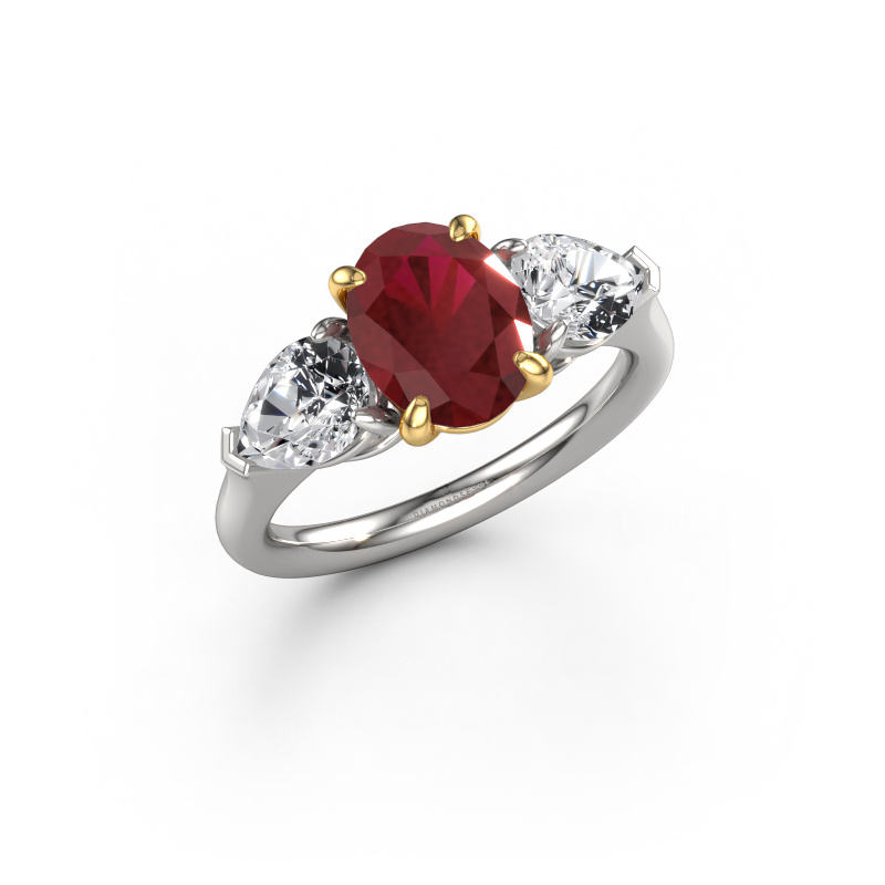 Bild von Verlobungsring Carma OVL 585 Weißgold Rubin 9x7 mm