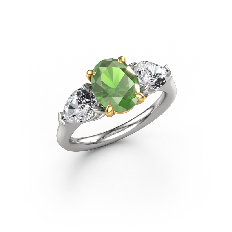 Image of Engagement ring Carma OVL 585 white gold Tourmaline green 9x7 mm