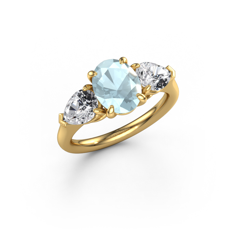 Image of Engagement ring Carma OVL 585 gold Aquamarine 9x7 mm