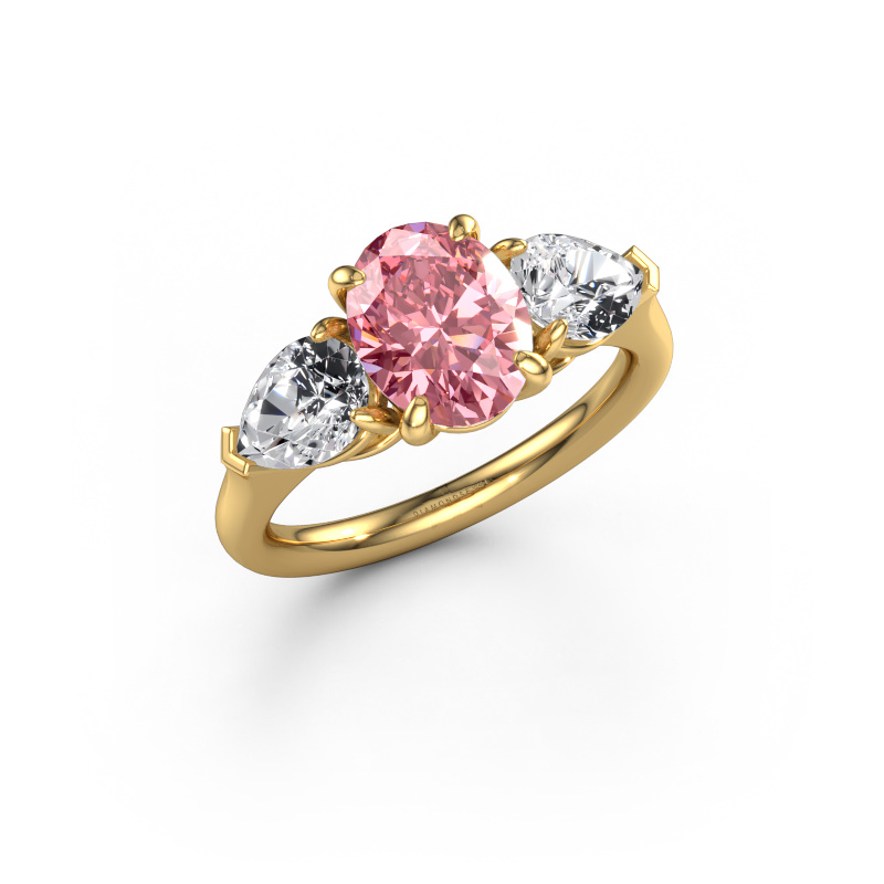 Afbeelding van Verlovingsring Carma OVL 585 goud Roze lab grown diamant 9x7 mm