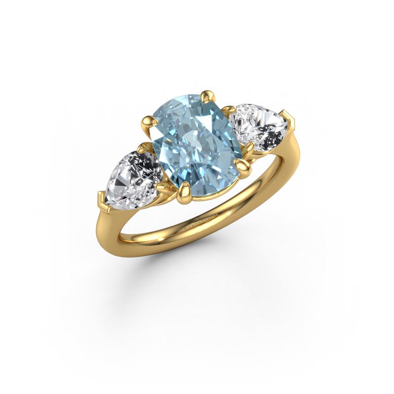 Image of Engagement ring Carma CSH 585 gold Blue lab grown diamond 9.7x7.2 mm