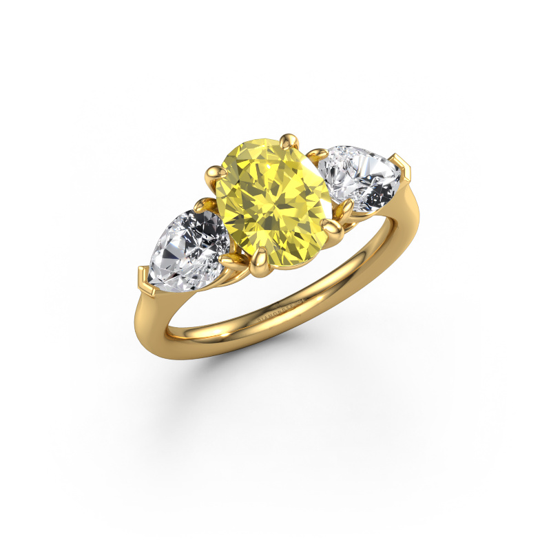 Image of Engagement ring Carma OVL 585 gold Yellow lab grown diamond 9x7 mm