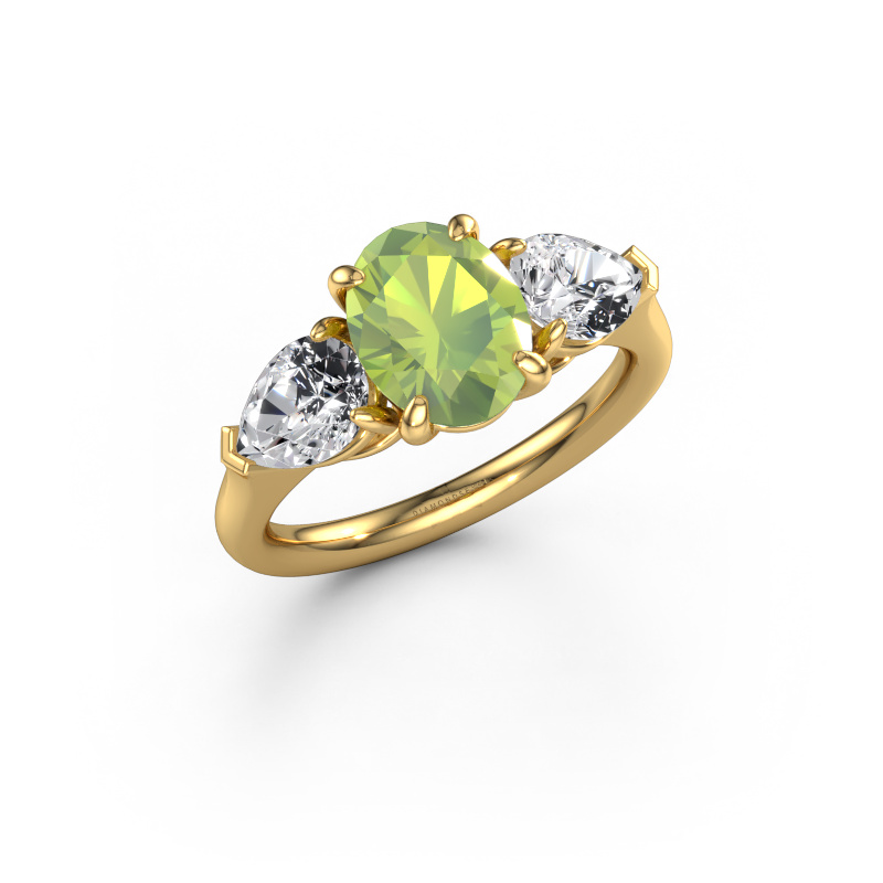 Afbeelding van Verlovingsring Carma OVL 585 goud Peridoot 9x7 mm