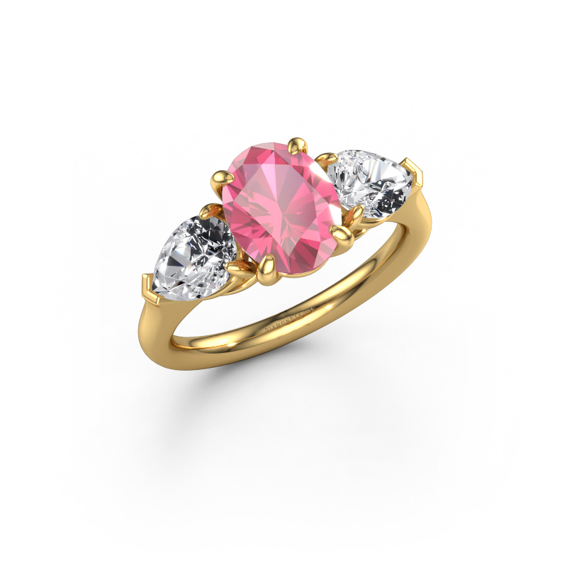 Afbeelding van Verlovingsring Carma OVL 585 goud Roze saffier 9x7 mm