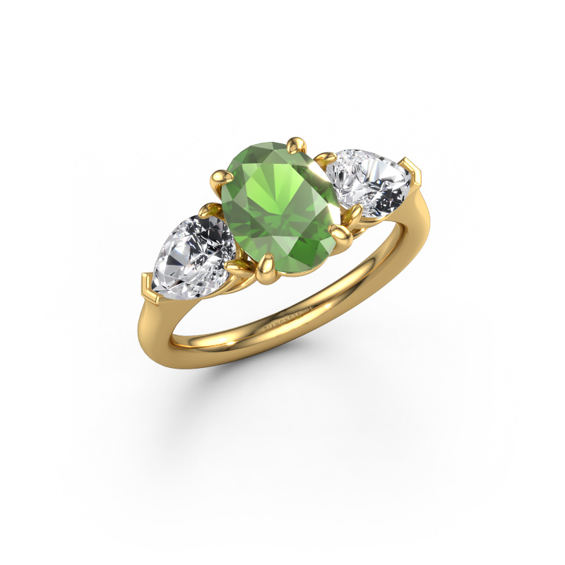 Afbeelding van Verlovingsring Carma OVL 585 Goud Toermalijn groen 9x7 mm