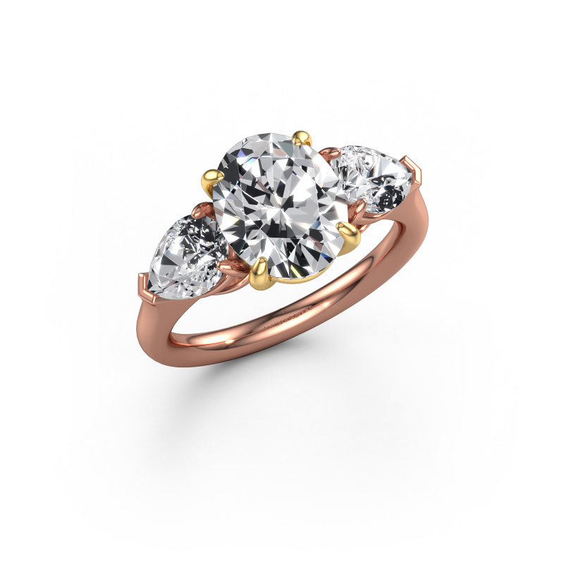 Image of Engagement ring Carma OVL 585 rose gold Lab-grown diamond 4.00 crt