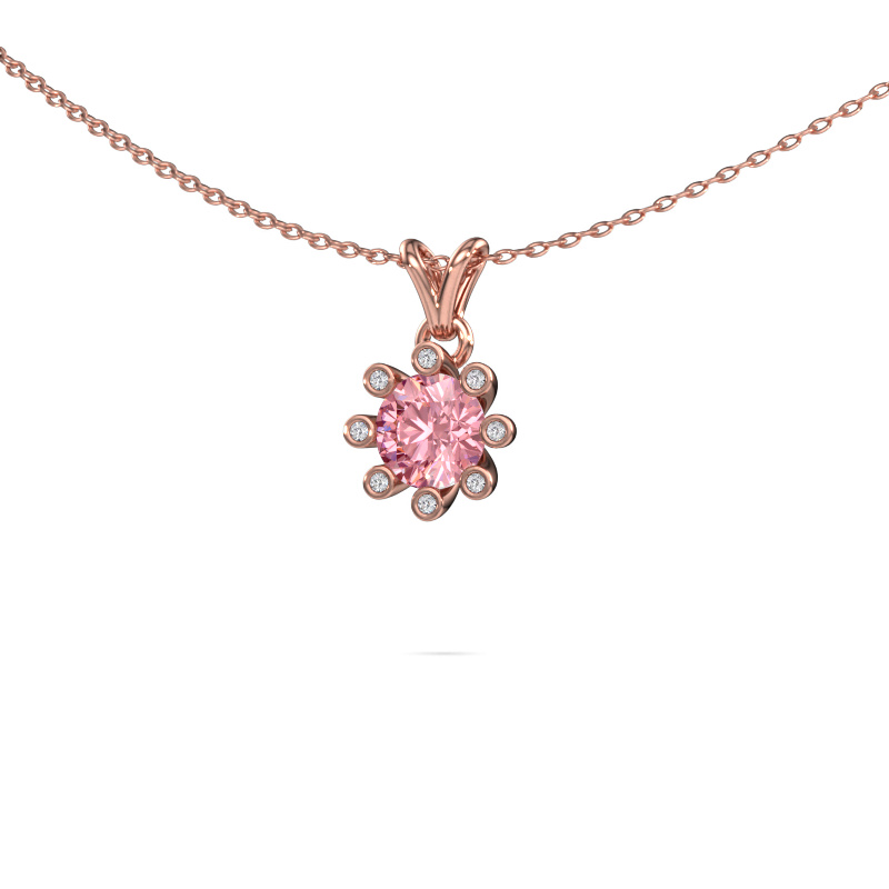 Image of Pendant Carola 3 585 rose gold Pink lab grown diamond 6 mm