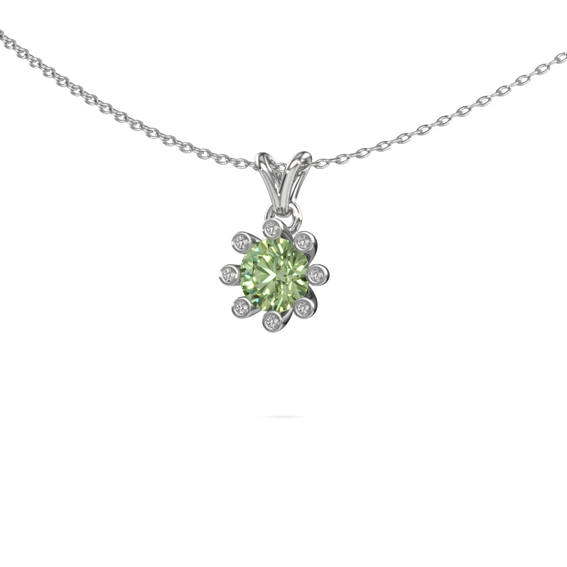 Image of Pendant Carola 3 585 white gold Green lab grown diamond 6 mm