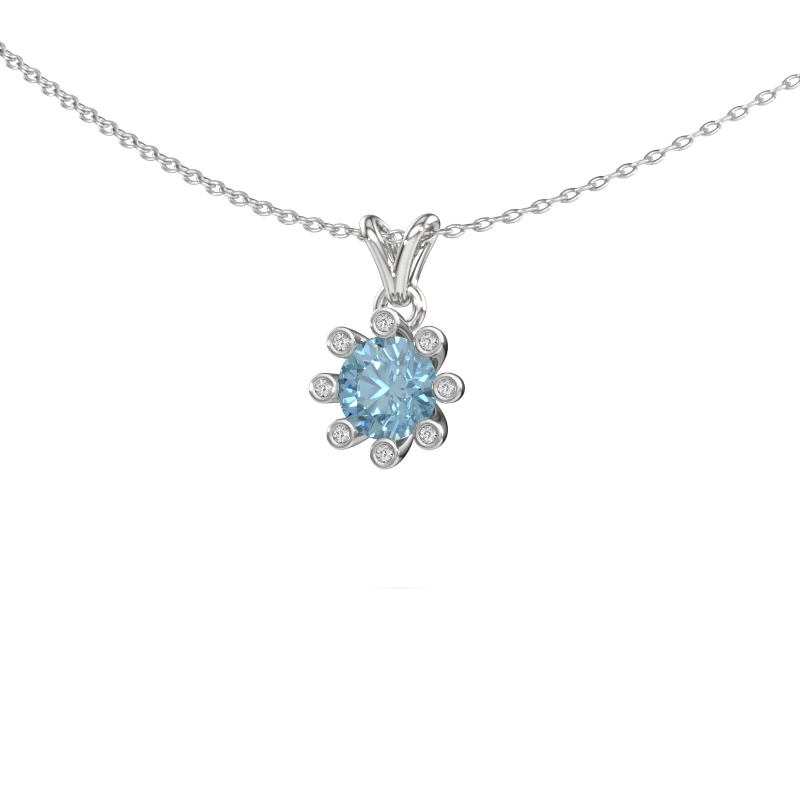 Immagine di Ciondolo Carola 3 585 oro bianco Diamante lab grown blu 6 mm