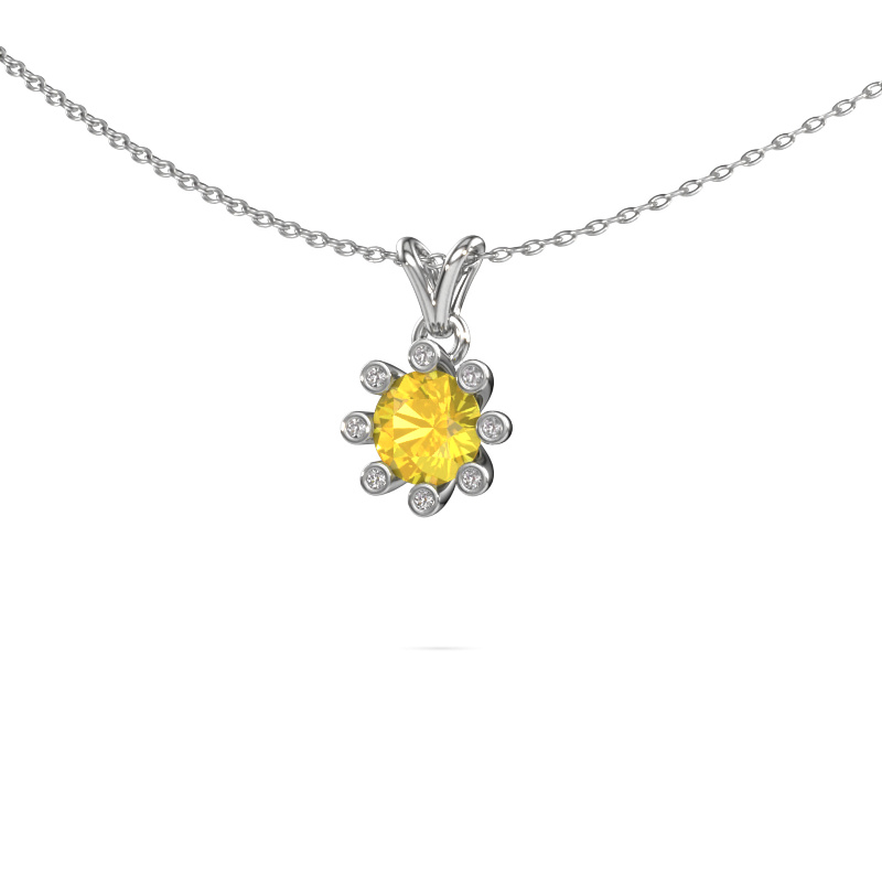 Image of Pendant Carola 3 585 white gold Yellow sapphire 6 mm