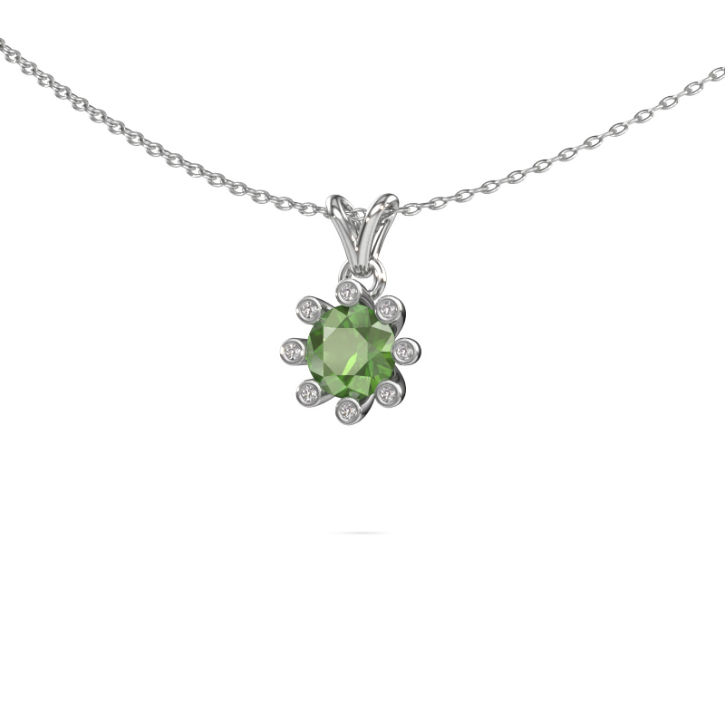 Image de Pendentif Carola 3 585 or blanc Vert tourmaline 6 mm