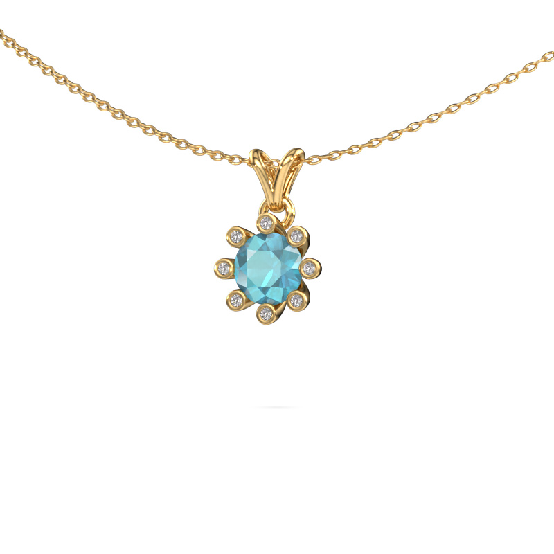 Image de Pendentif Carola 3 585 or jaune Topaze bleue 6 mm