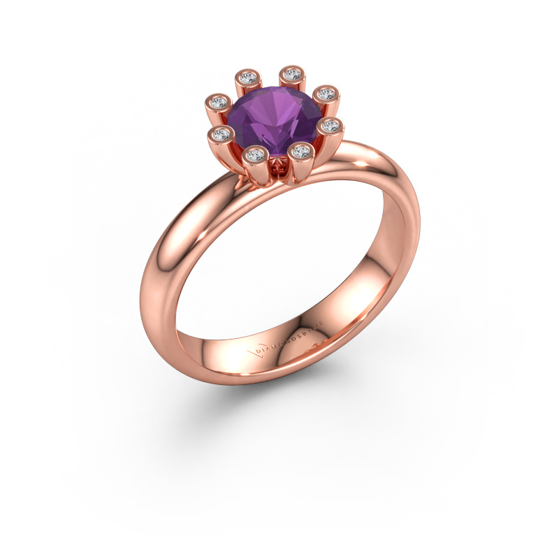 Immagine di Anello Carola 3 585 oro rosa Ametista 6 mm