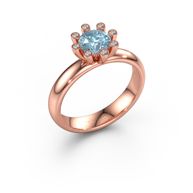 Bild av Ring Carola 3 585 roséguld Blå labbodlad diamant 6 mm