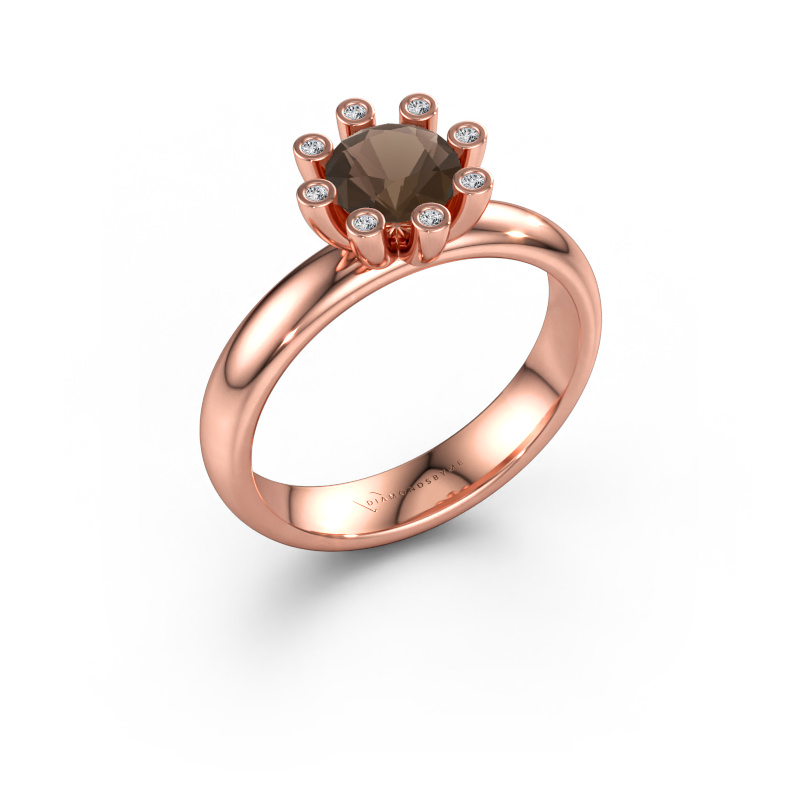 Immagine di Anello Carola 3 585 oro rosa Quarzo fumé 6 mm
