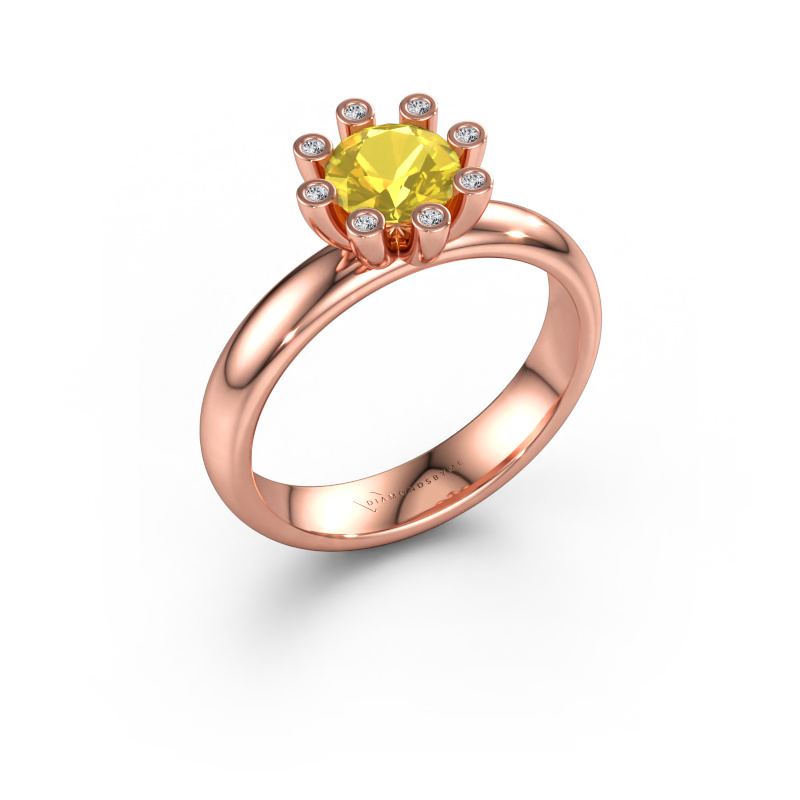 Immagine di Anello Carola 3 585 oro rosa Zaffiro giallo 6 mm
